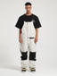 Men's White Full-Zip Hook & Loop Closure Ski Bibs Snow Bibs