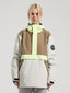 Women's Brown & Beige Insulated Color-Block Kangaroo Pocket Ski Anorak Snow Anoraks
