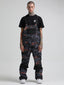 Men's Grey & Red Wave Relaxed-Fit Ski Bibs With Reinforced Knees Snow Bibs
