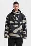 Men's Black Camo Insulated Color-Block Ski Anorak Snow Anoraks