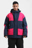 Men's Navy & Fuchsia Abrasion-Resistant Waterproof Ski Jacket Insulated Softshell Snow Jacket