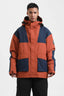 Men's Rust & Navy Abrasion-Resistant Waterproof Ski Jacket Insulated Softshell Snow Jacket