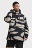 Men's Black Camo Asymmetric Kangaroo Pocket Ski Anorak Waterproof Insulated Snow Anoraks