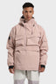 Men's Pink Asymmetric Kangaroo Pocket Ski Anorak Waterproof Insulated Snow Anoraks