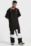 Men's Black & White Versatile Multi-Pocket Ski Bibs Snow Bibs