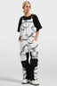 Women's Black Wavy Stripe Versatile Multi-Pocket Ski Bibs Snow Bibs