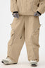 Women's Khaki Retro Track Ski Pants Reflective Piping Baggy Snow Pants