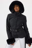 Women's Black 3D-Cut Faux Fur Stretch Insulated Ski Jacket Snow Jacket