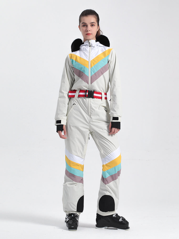 Women's Navy Blue Ventilated Snow-Resistant Ski Suit One-Piece Snow Suit