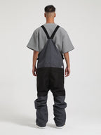 Men's Brown Full-Zip Hook & Loop Closure Ski Bibs Snow Bibs