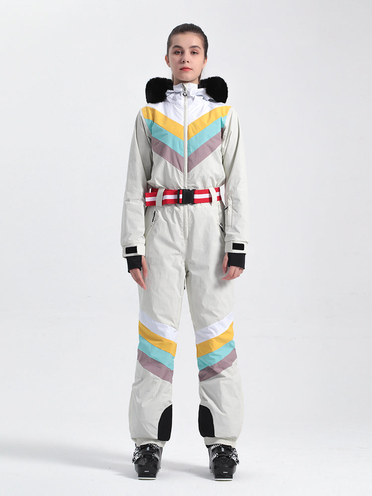 Women's Navy Blue Ventilated Snow-Resistant Ski Suit One-Piece Snow Suit