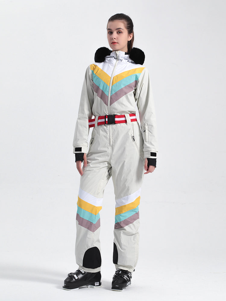 Women's Red Ventilated Snow-Resistant Ski Suit One-Piece Snow Suit