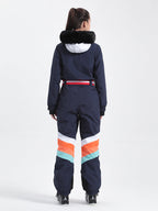 Women's Navy Blue Ventilated Snow-Resistant Ski Suit One-Piece Snow Suit