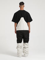 Men's Brown Full-Zip Hook & Loop Closure Ski Bibs Snow Bibs