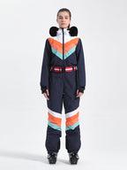 Women's Navy Blue Ventilated Snow-Resistant Ski Suit One-Piece Snow Suit