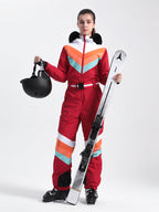 Women's Navy Blue Ventilated Snow-Resistant Ski Suit One-Piece Snow Suit