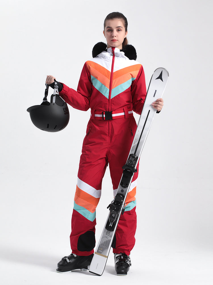 Women's Navy Blue Ventilated Snow-Resistant Ski Suit One-Piece Snow Suit