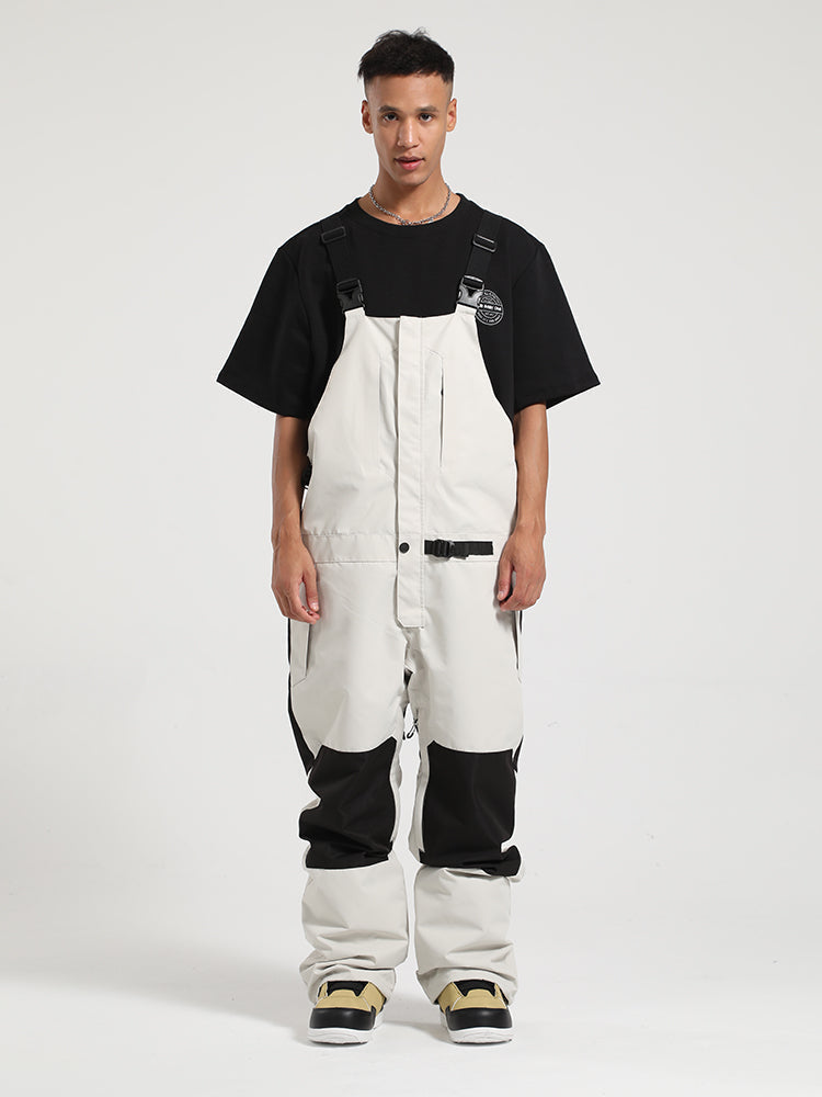 Men's White Full-Zip Hook & Loop Closure Ski Bibs Snow Bibs Main image