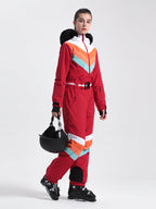 Women's Navy Blue Ventilated Snow-Resistant Ski Suit One-Piece Snow Suit