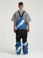 Men's White Full-Zip Hook & Loop Closure Ski Bibs Snow Bibs