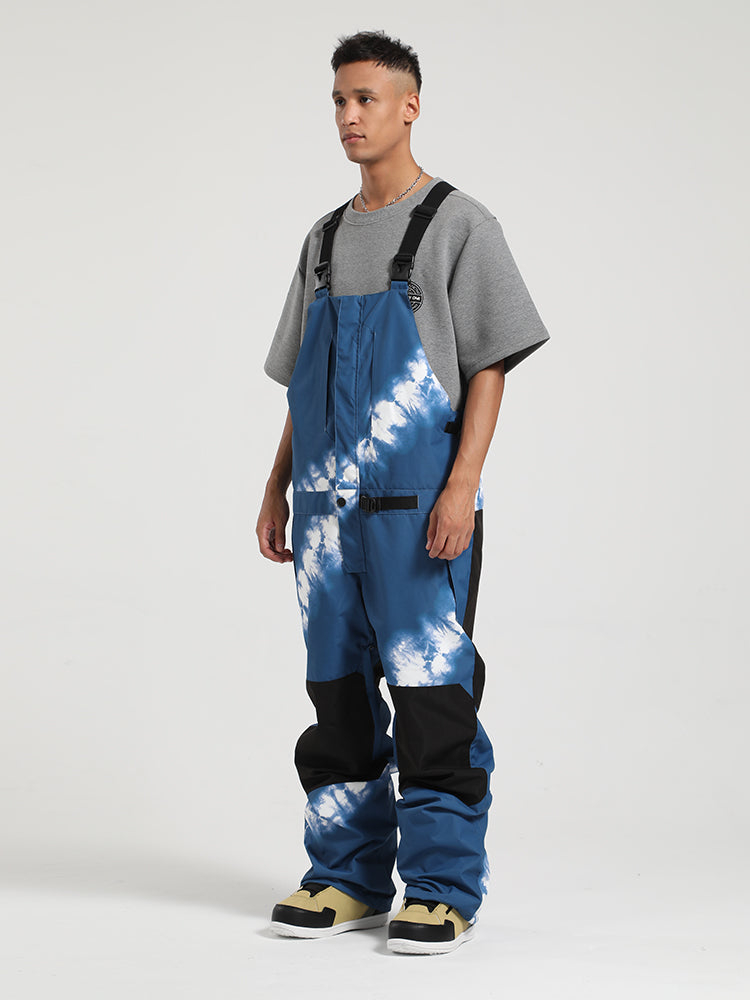 Men's White Full-Zip Hook & Loop Closure Ski Bibs Snow Bibs