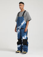 Men's White Full-Zip Hook & Loop Closure Ski Bibs Snow Bibs
