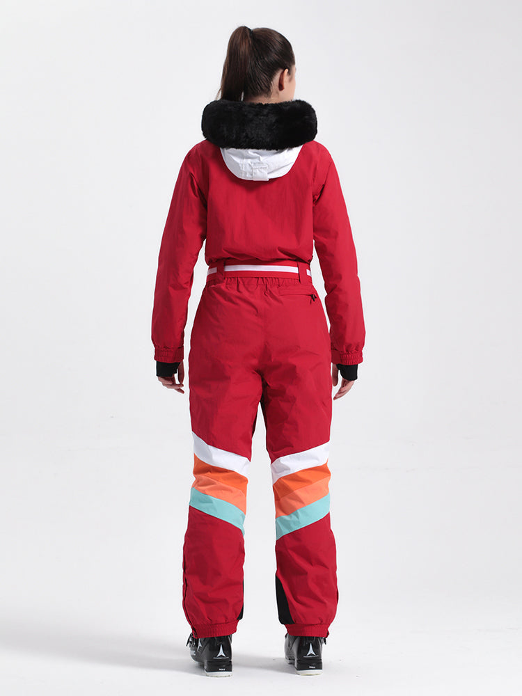 Women's Navy Blue Ventilated Snow-Resistant Ski Suit One-Piece Snow Suit