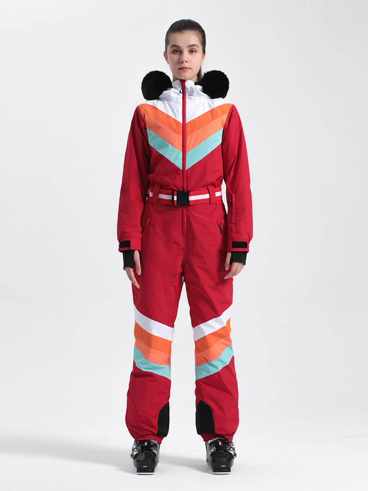 Women's Navy Blue Ventilated Snow-Resistant Ski Suit One-Piece Snow Suit