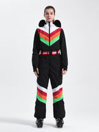 Women's Navy Blue Ventilated Snow-Resistant Ski Suit One-Piece Snow Suit