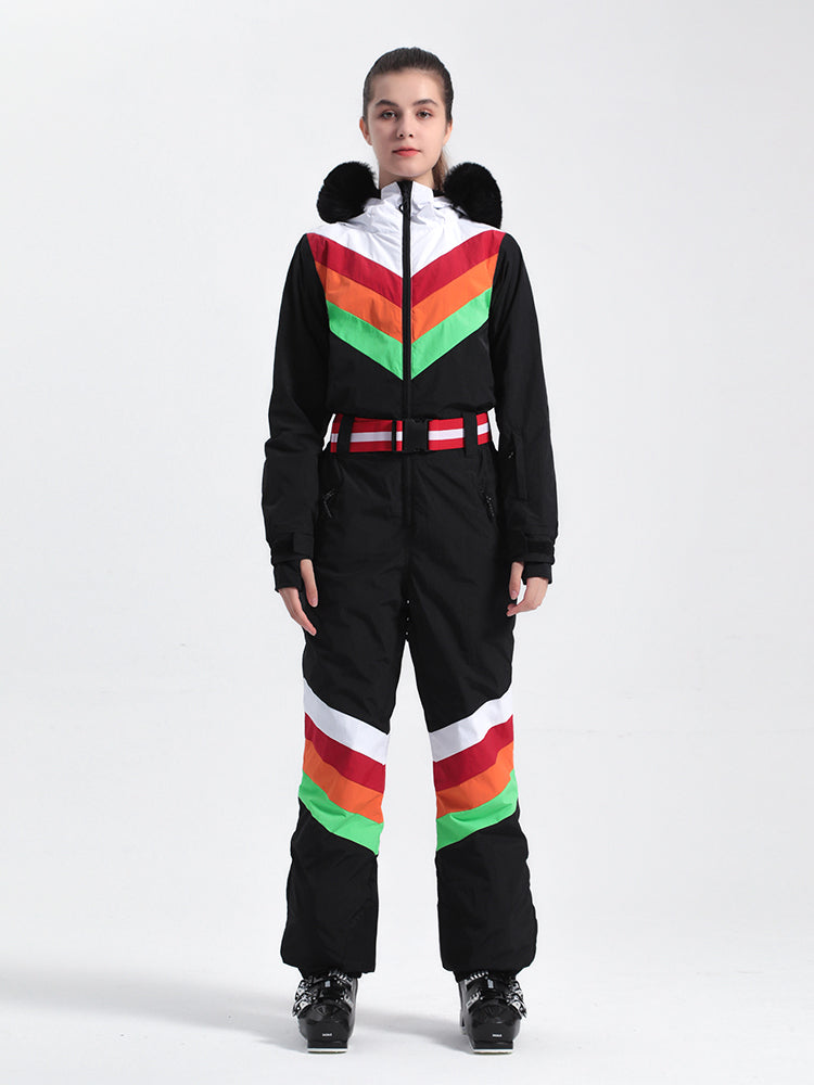 Women's Red Ventilated Snow-Resistant Ski Suit One-Piece Snow Suit