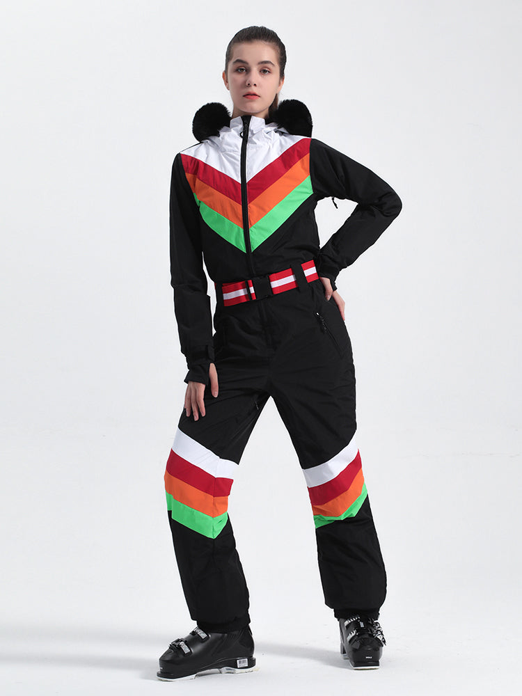 Women's Black Ventilated Snow-Resistant Ski Suit One-Piece Snow Suit Main image