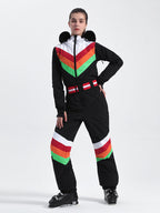 Women's Black Ventilated Snow-Resistant Ski Suit One-Piece Snow Suit