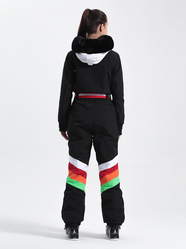 Women's Navy Blue Ventilated Snow-Resistant Ski Suit One-Piece Snow Suit