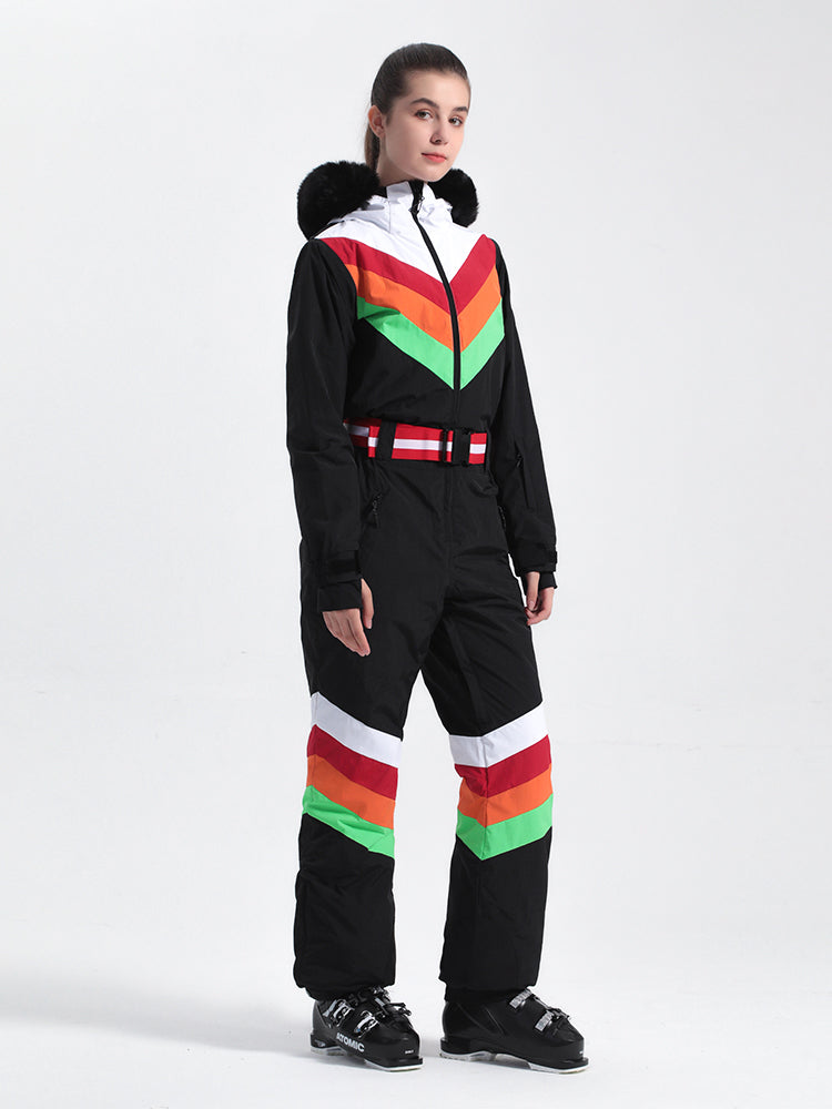 Women's Navy Blue Ventilated Snow-Resistant Ski Suit One-Piece Snow Suit