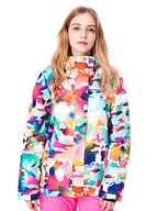Women's Vibrant Camo Insulated Ski Jacket With Detachable Hood Snow Jackets