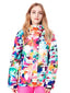 Women's Vibrant Camo Insulated Ski Jacket With Detachable Hood Snow Jackets