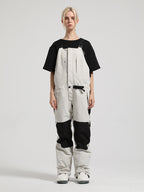 Women's Dark Gray Full-Zip Hook & Loop Closure Ski Bibs Snow Bibs