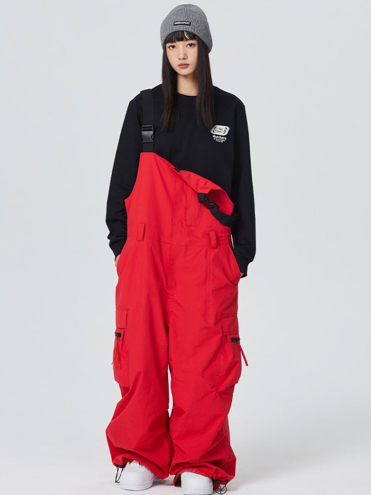 Pantalon de salopette de snowboard à boucle de dégagement pour femme baggy
