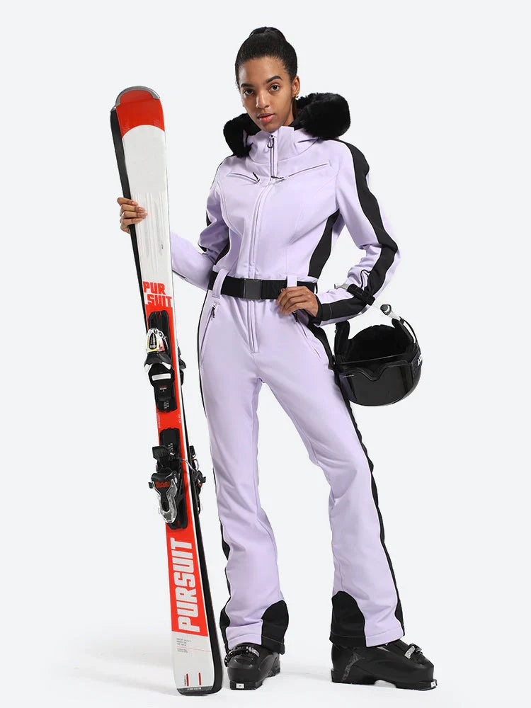 Women' One Piece Ski Suits Classic Faux-Fur Ski Jumpsuit