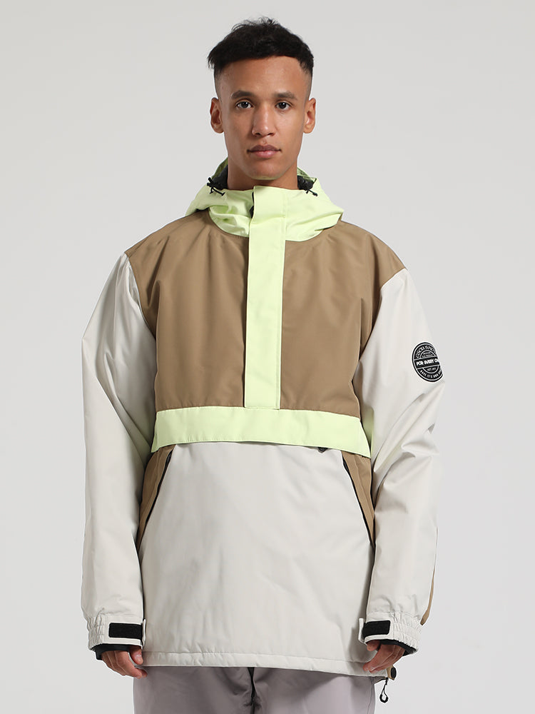 Men's Brown & Beige Insulated Color-Block Kangaroo Pocket Ski Anorak Snow Anoraks Main image