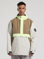 Men's Brown & Beige Insulated Color-Block Kangaroo Pocket Ski Anorak Snow Anoraks