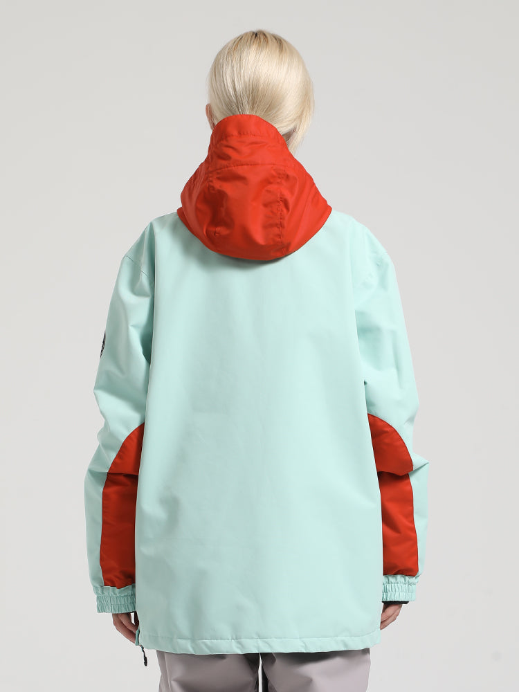 Women's Red & Teal Kangaroo Pocket Patchwork Ski Anorak Snow Anoraks Secondary image
