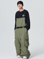 Pantalon de snowboard à bretelles pour homme avec boucle de dégagement baggy
