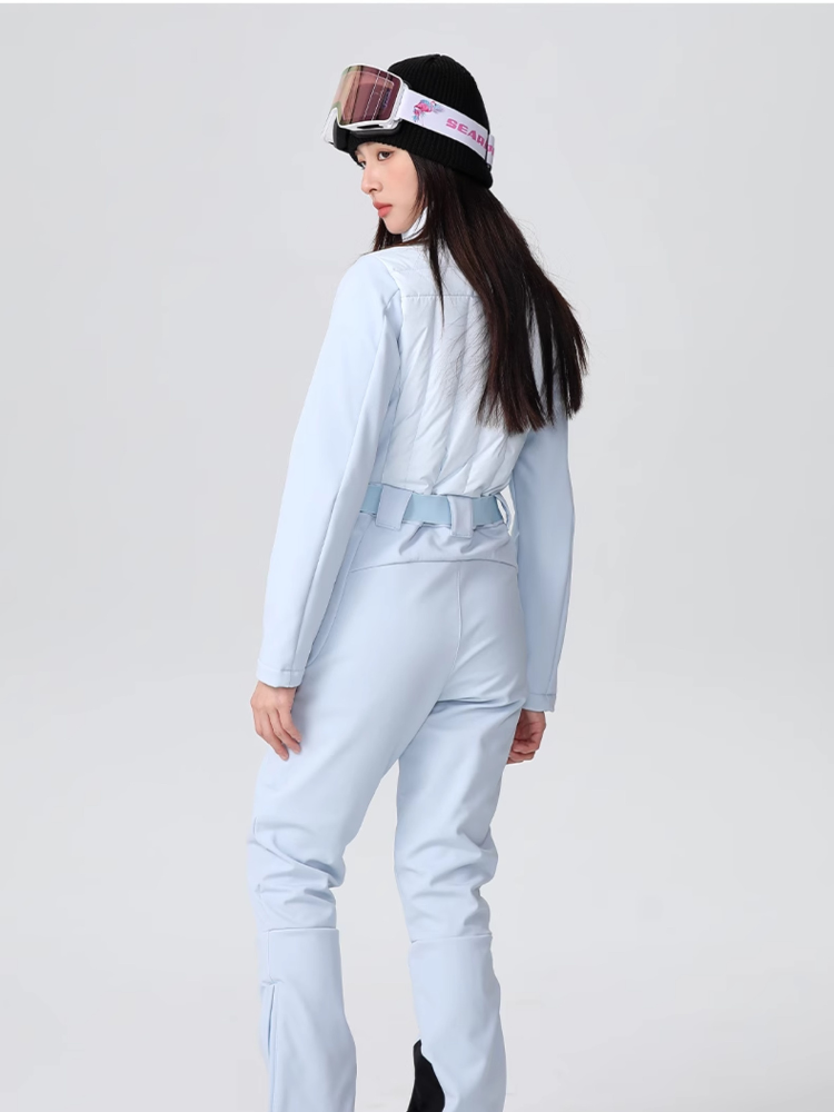 Conjunto de chaqueta y pantalón de nieve para mujer, mono de esquí ajustado de lujo