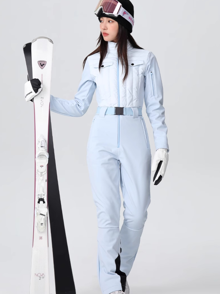 Conjunto de chaqueta y pantalón de nieve para mujer, mono de esquí ajustado de lujo