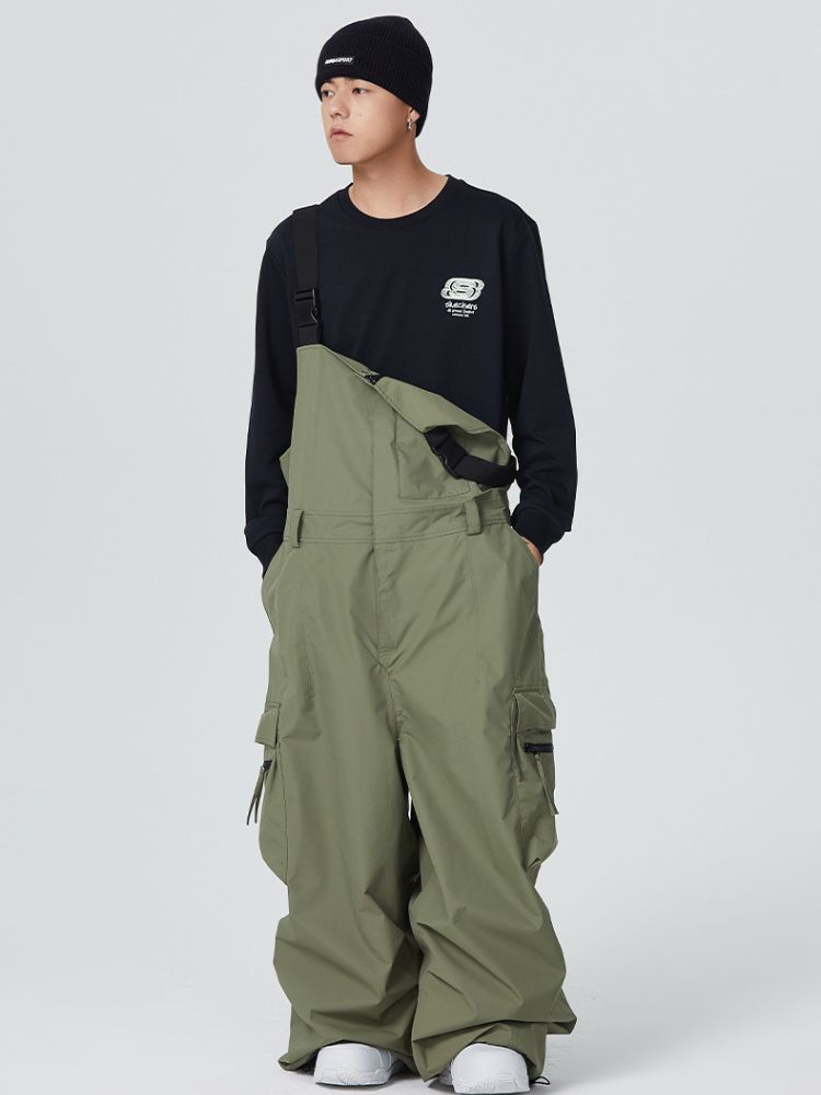 Pantalon de snowboard à bretelles pour homme avec boucle de dégagement baggy