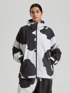 Women's Baggy Snowboard Jacket Bold Cow Print Snow Jacket