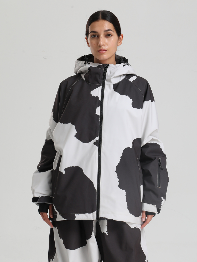 Women's Ski Jacket Snowboard Jacket Bold Cow Print Snow Jacket – Gsou Snow