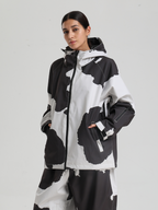 Women's Baggy Snowboard Jacket Bold Cow Print Snow Jacket