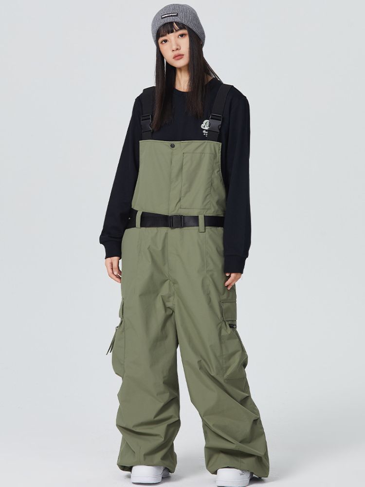 Pantalon de salopette de snowboard à boucle de dégagement pour femme baggy